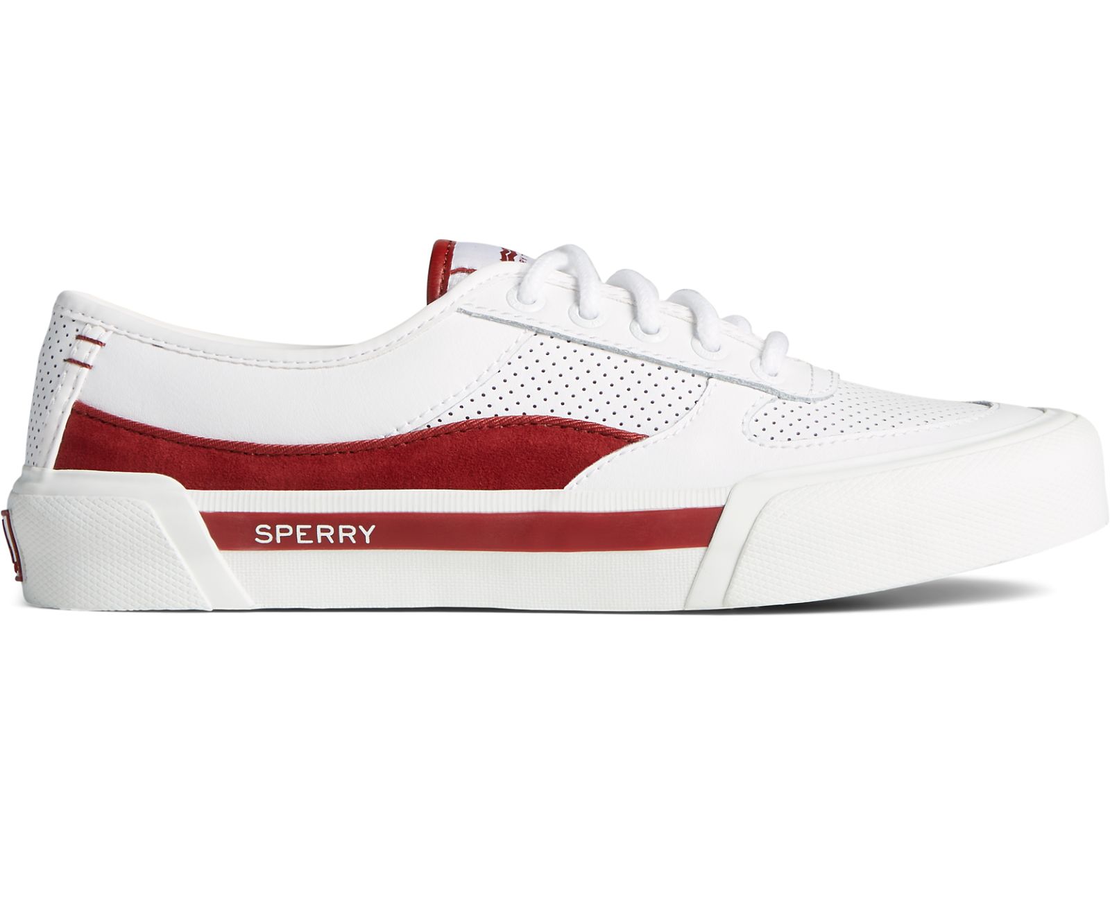 Women's Soletide Retro Sneaker - White/Burgundy - Click Image to Close