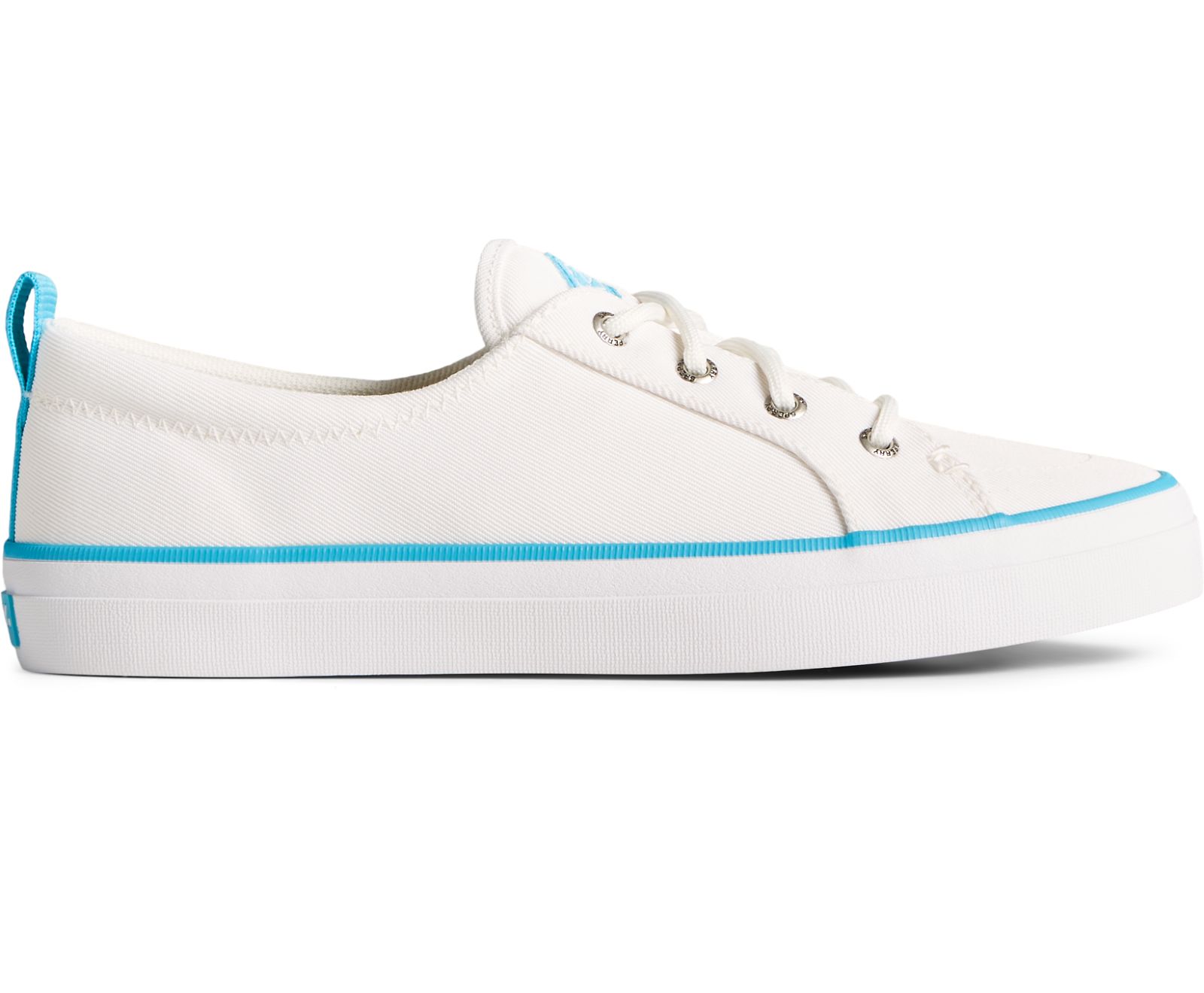Women's Crest Vibe SeaCycled Sneaker - White/Blue - Click Image to Close