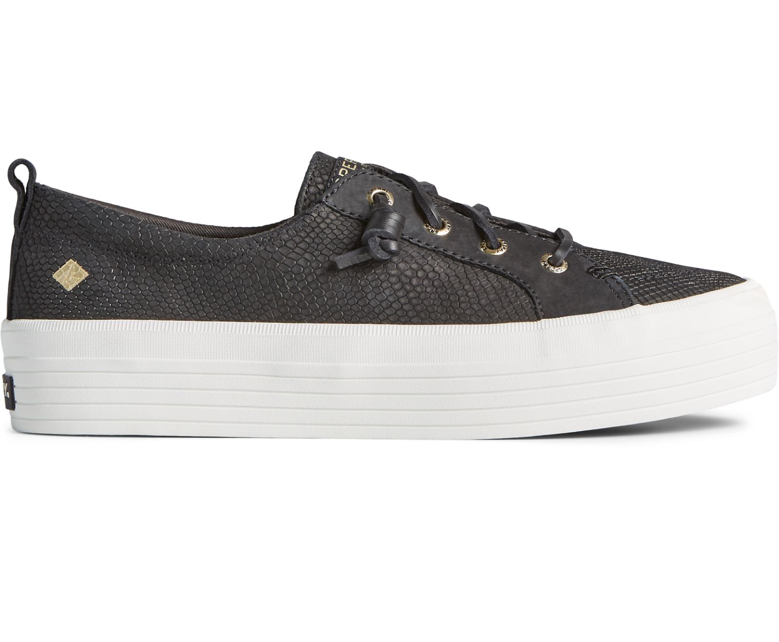 Women's Crest Vibe Platform Snake Leather Sneaker - Black