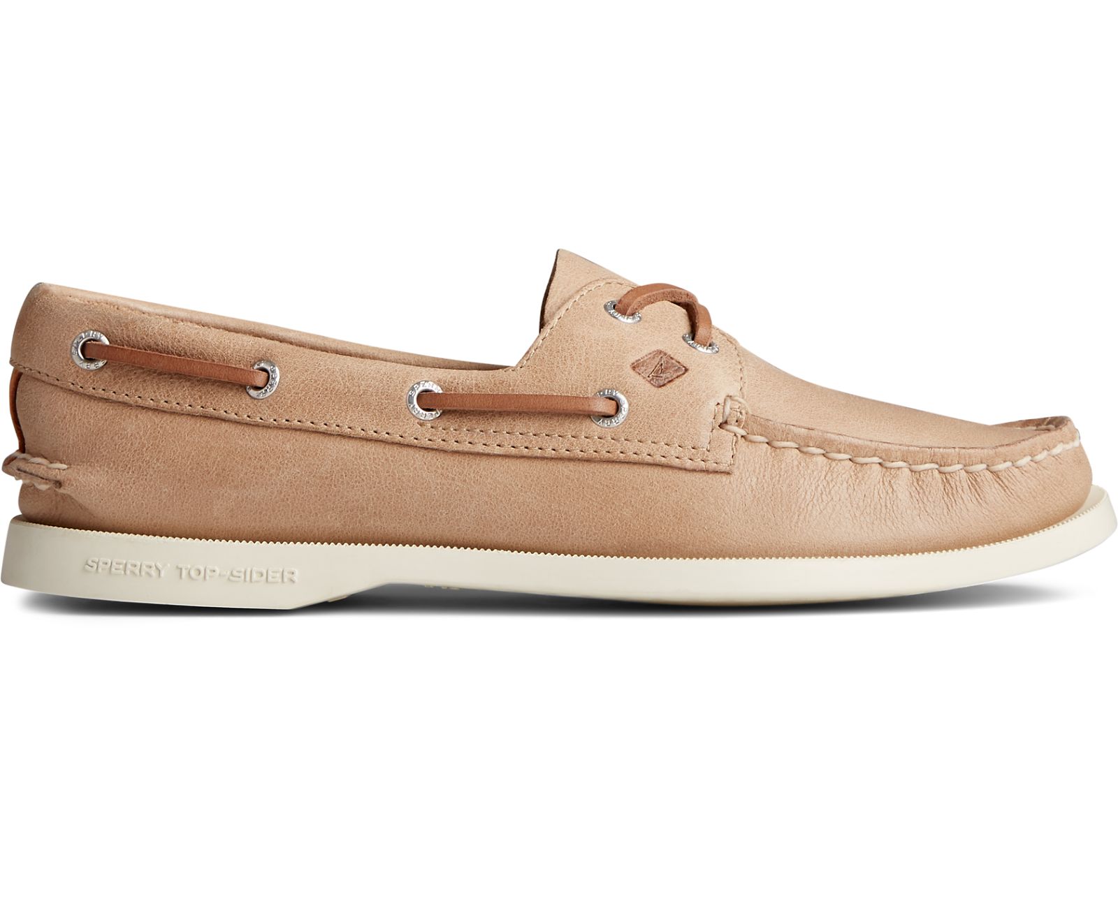 Women's Authentic Original 2-Eye Splash Leather Boat Shoe - Natural - Click Image to Close