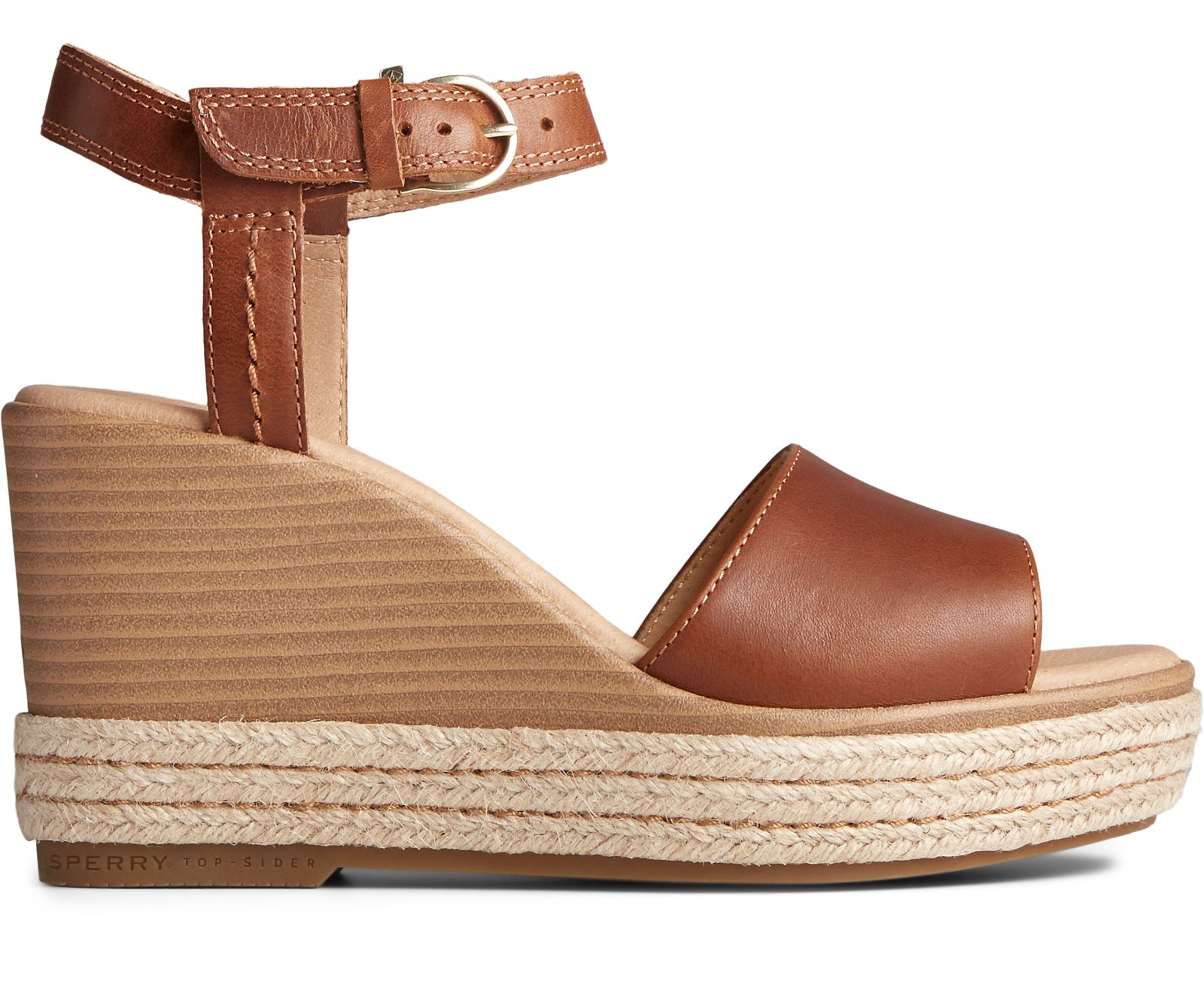 Women's Fairwater PLUSHWAVE Wedge Sandal - Tan - Click Image to Close