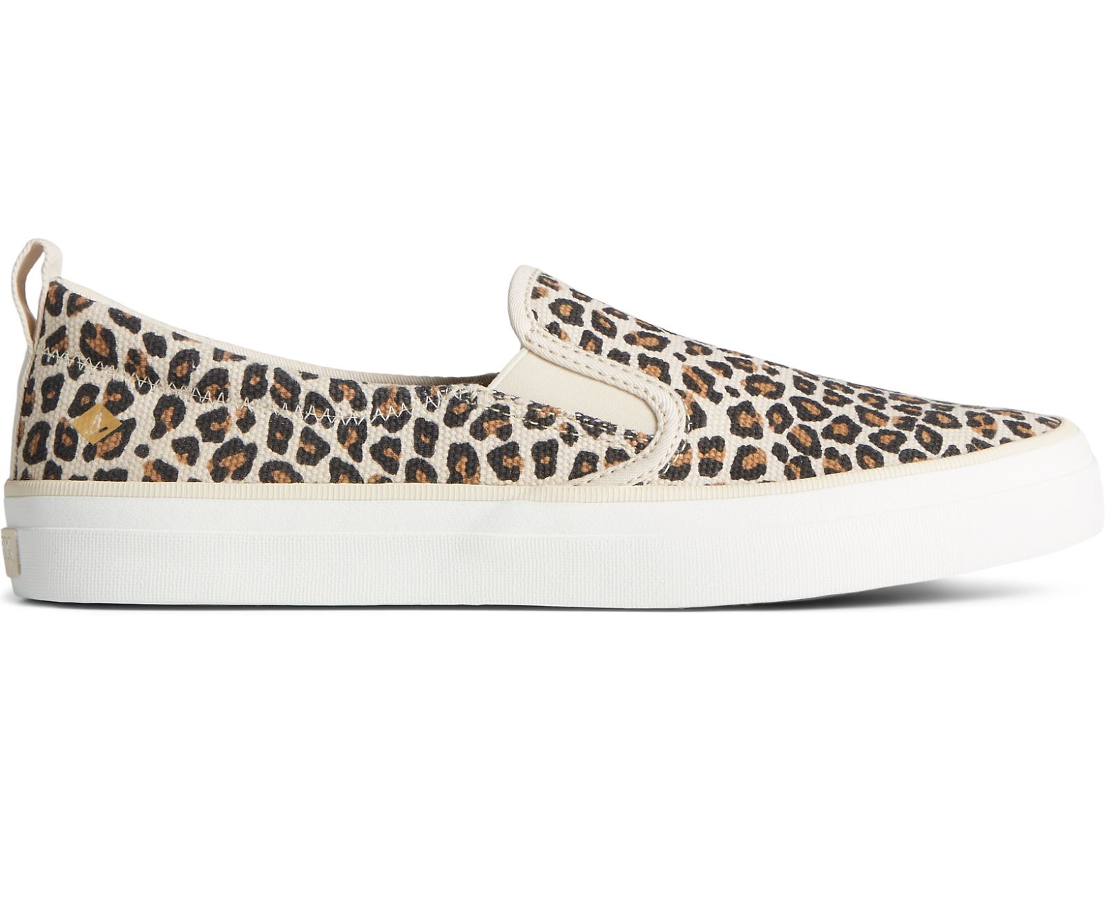 Women's Crest Twin Gore Animal Print Slip On Sneaker - Tan - Click Image to Close