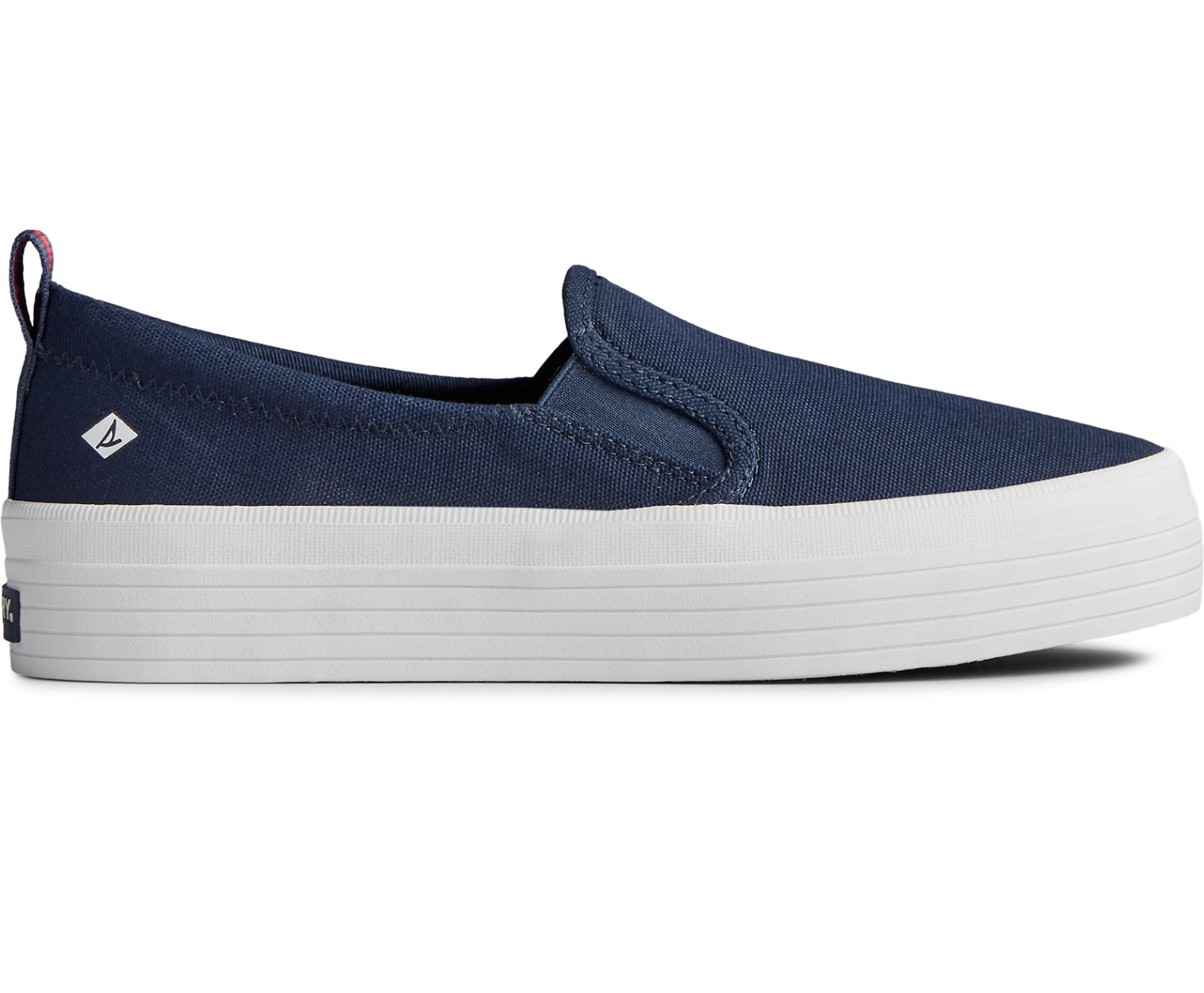 Women's Crest Twin Gore Platform Slip On Sneaker - Navy - Click Image to Close