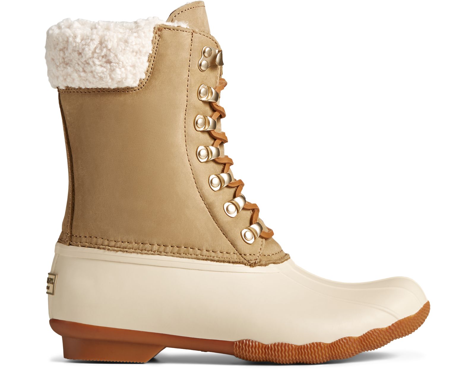 Women's Saltwater Tall Cozy Leather Duck Boot - Birch - Click Image to Close