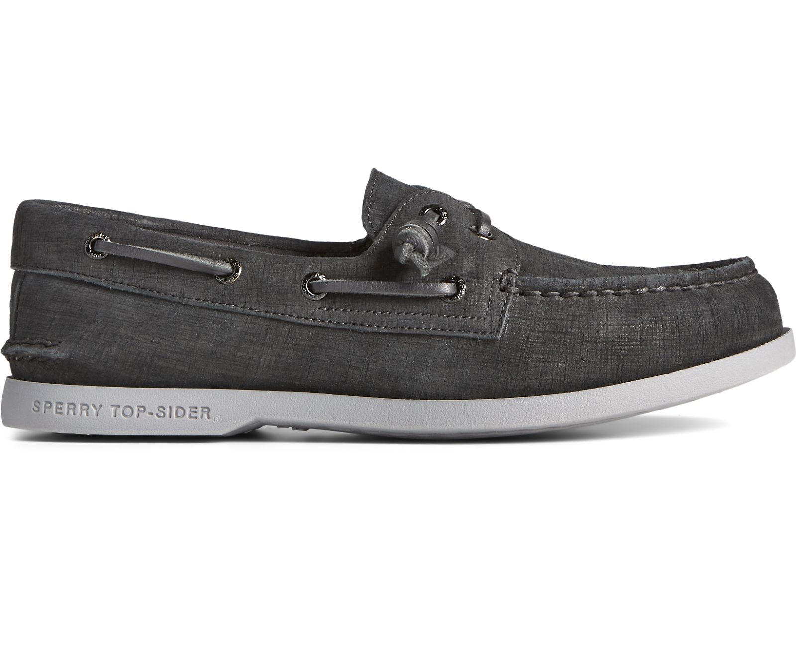 Women's Authentic Original 2-Eye PLUSHWAVE Checkmate Boat Shoe - Black - Click Image to Close