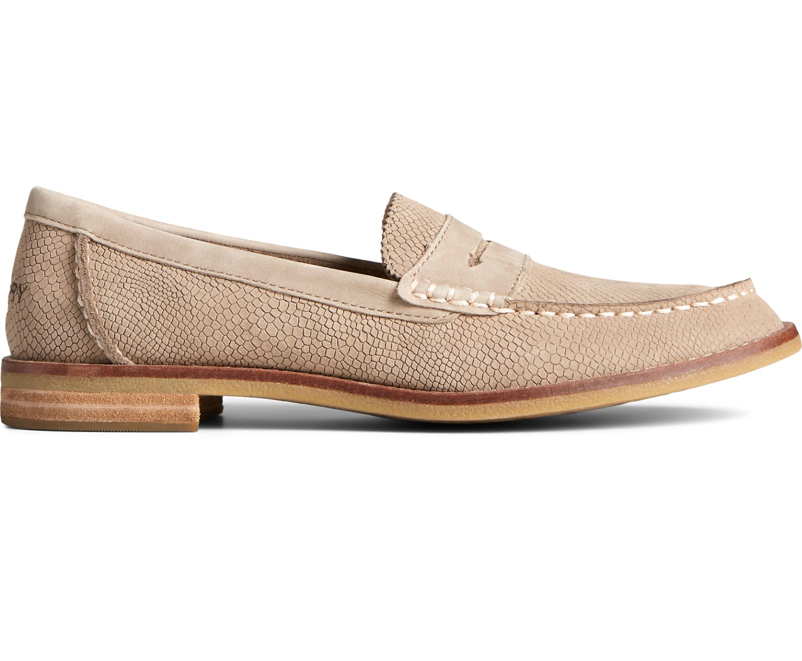 Women's Seaport Penny Exotic Leather Loafer - Taupe - Click Image to Close