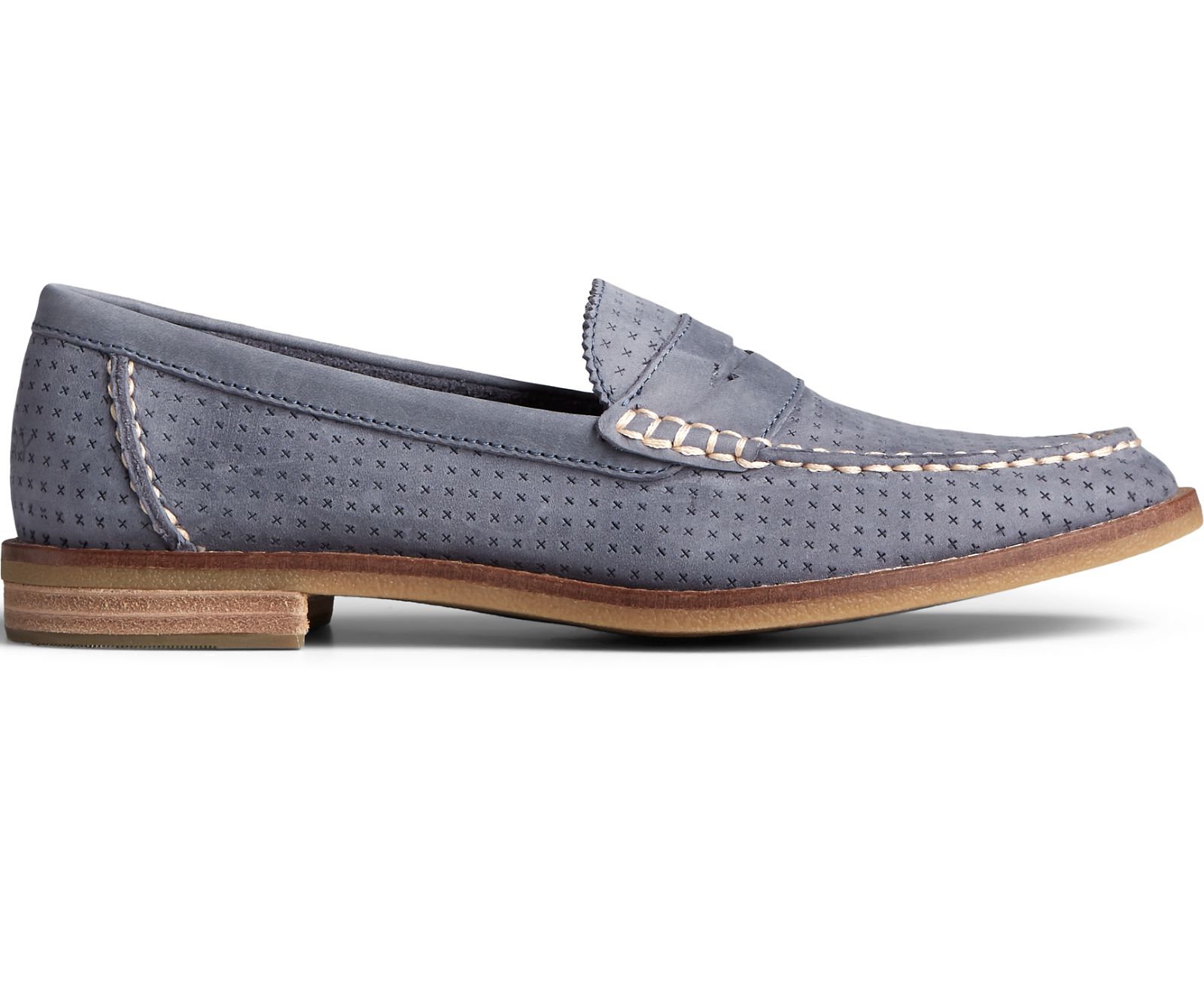 Women's Seaport Penny Perforated Leather Loafer - Folkstone - Click Image to Close