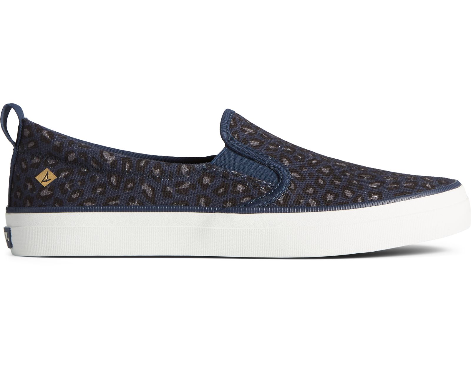 Women's Crest Twin Gore Animal Print Slip On Sneaker - Blue - Click Image to Close