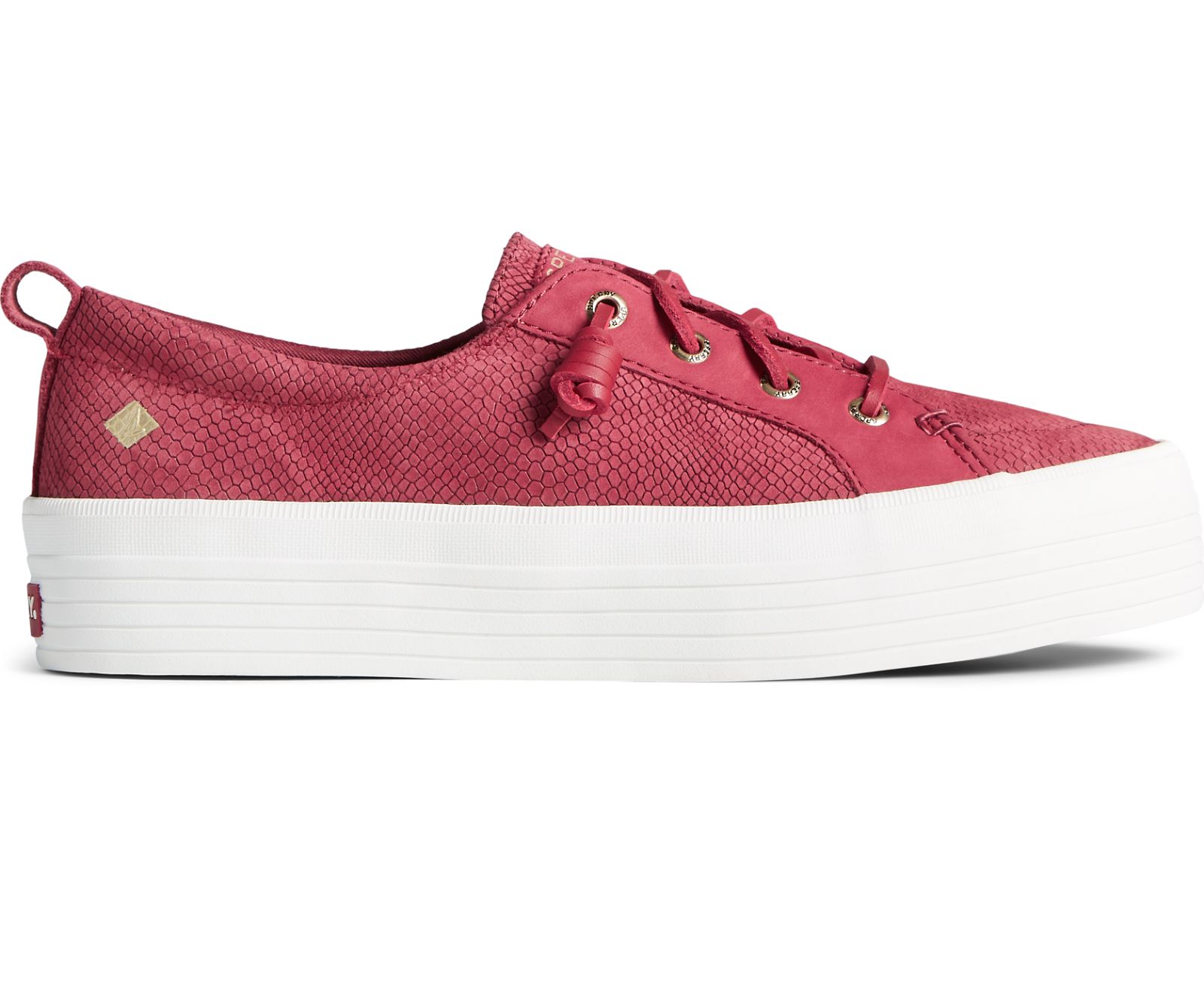 Women's Crest Vibe Platform Snake Leather Sneaker - Maroon