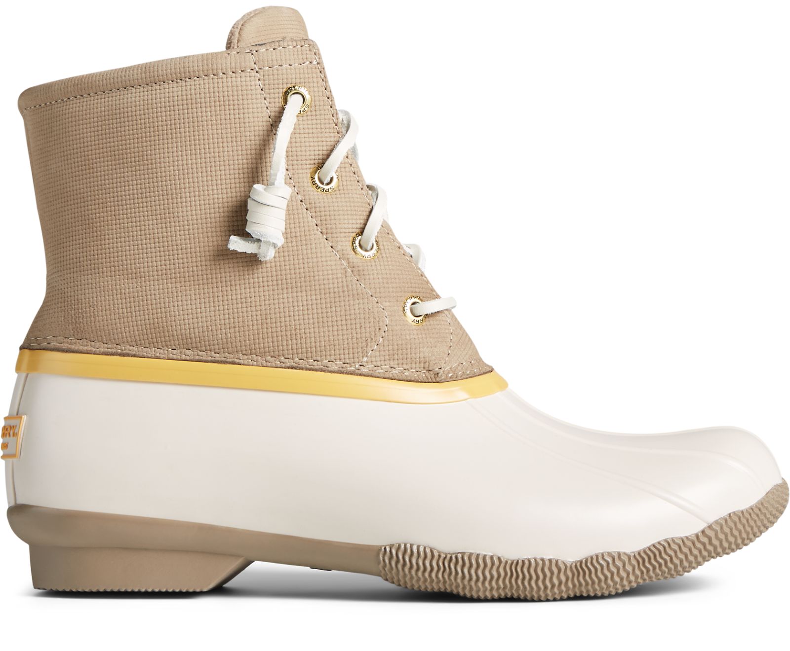Women's Saltwater Grid Leather Duck Boot - Ivory