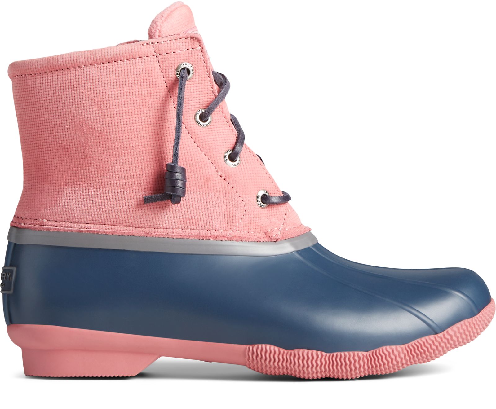 Women's Saltwater Grid Leather Duck Boot - Pink - Click Image to Close
