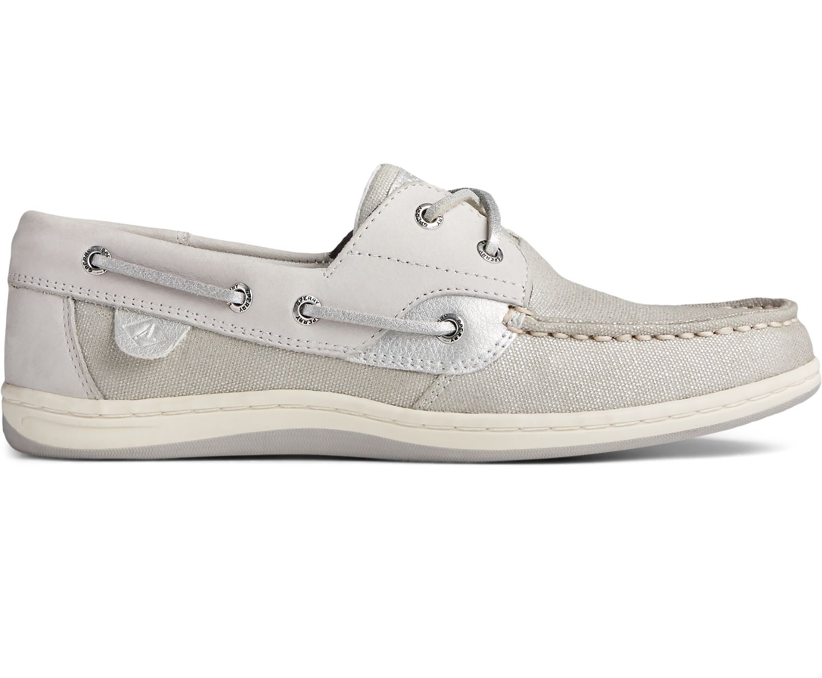 Women's Koifish Sparkle Textile Boat Shoe - Grey/Silver - Click Image to Close