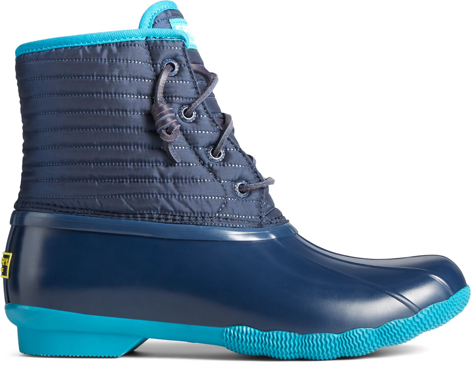 Women's Saltwater Puff Nylon Quilted Duck Boot - Navy - Click Image to Close