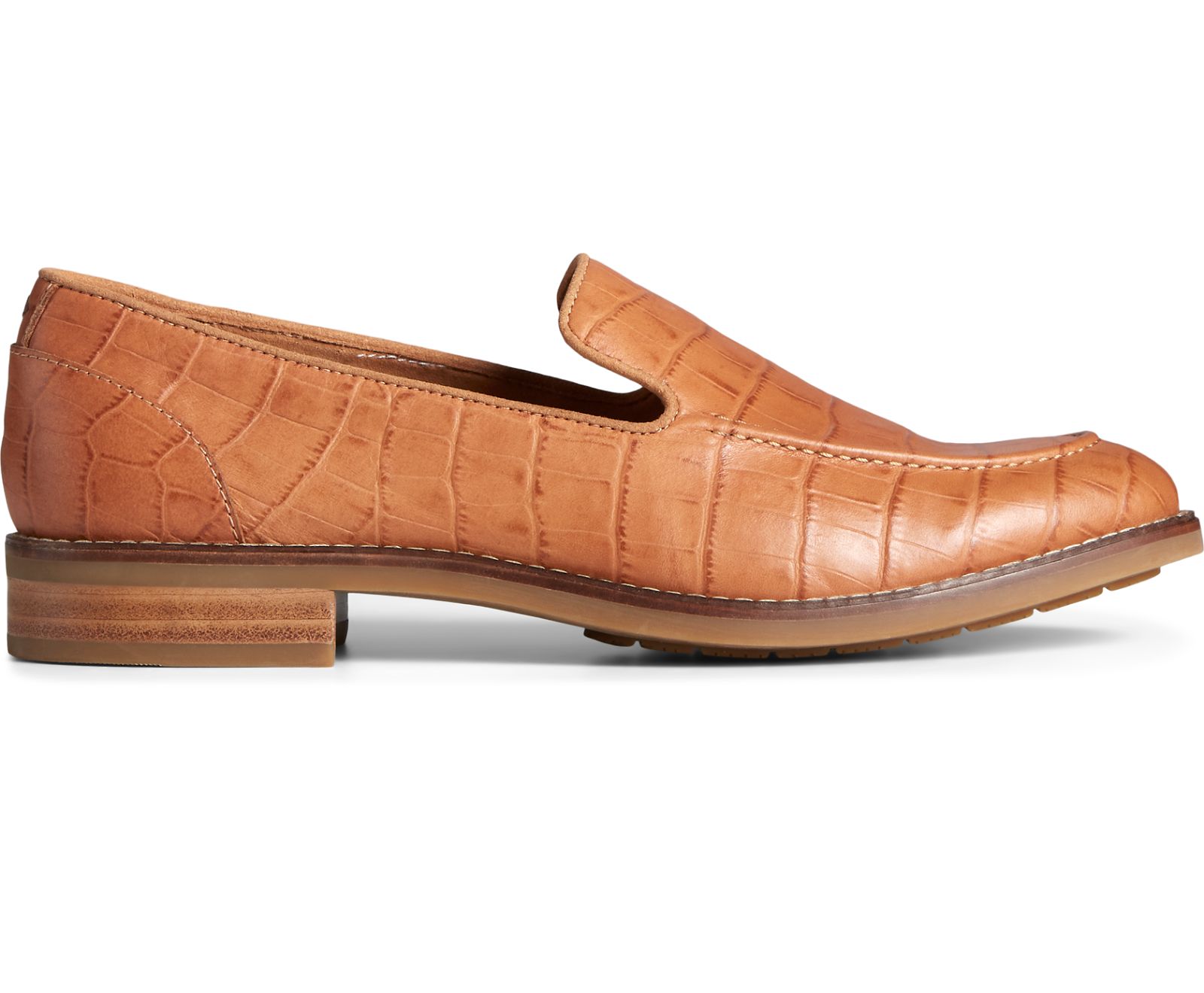 Women's Fairpoint Croc Leather Loafer - Tan - Click Image to Close