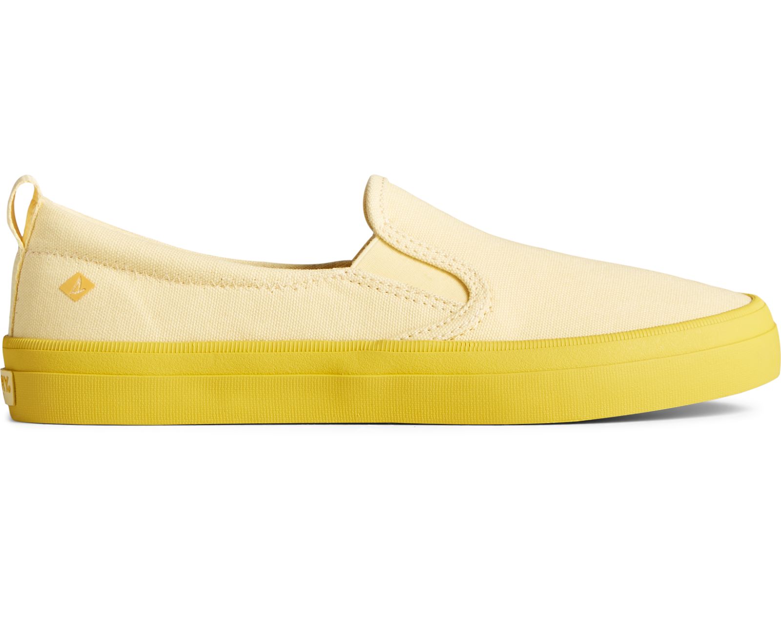 Women's Crest Twin Gore Pastel Canvas Slip On Sneaker - Yellow - Click Image to Close